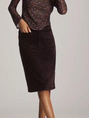 Anthropologie The Colette Corduroy Skirt by Maeve. Small Wine NWT $120
